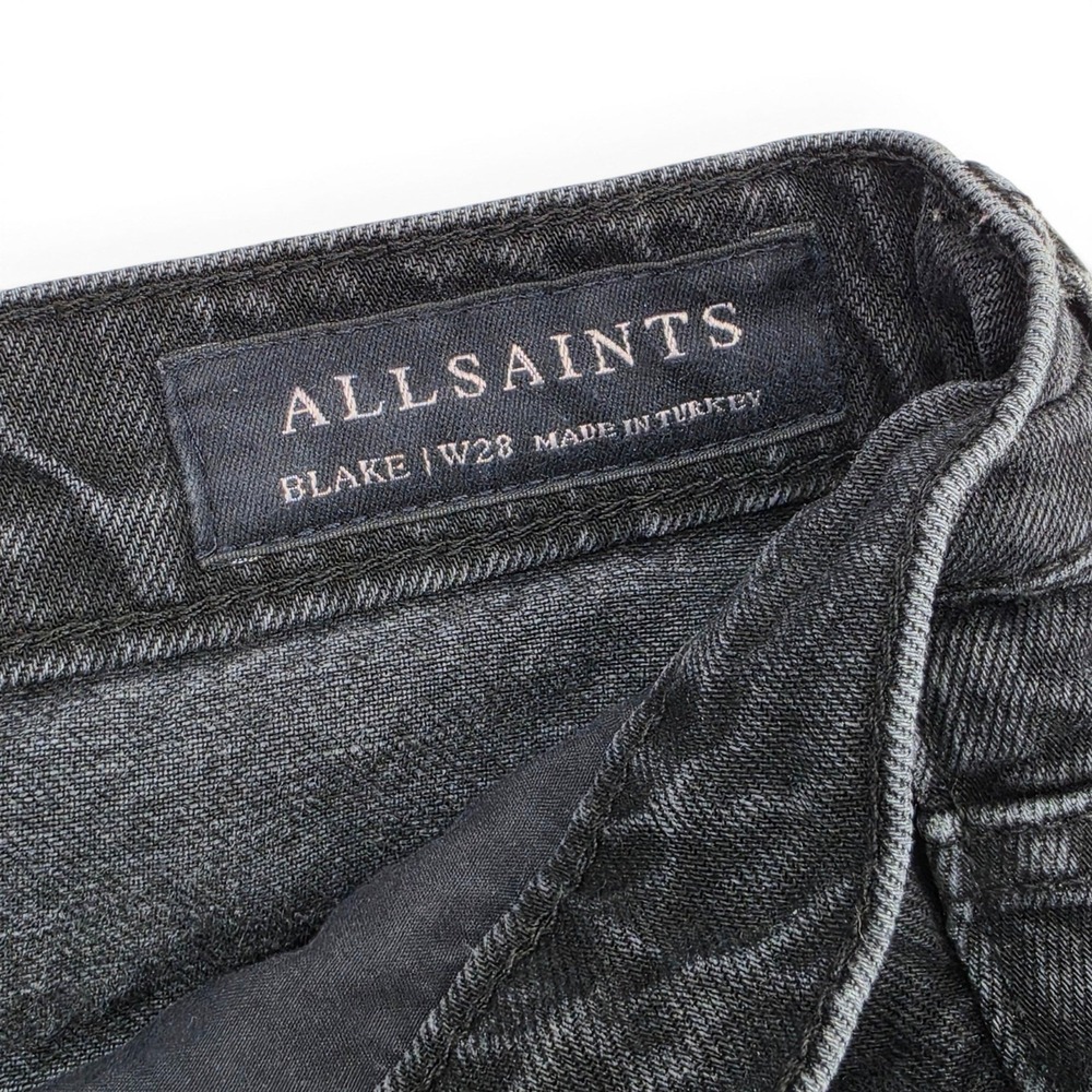AllSaints‎ Blake Wide Leg Jeans Black W28 Grunge Y2K Raw Hem Designer Denim - Picture 6 of 7